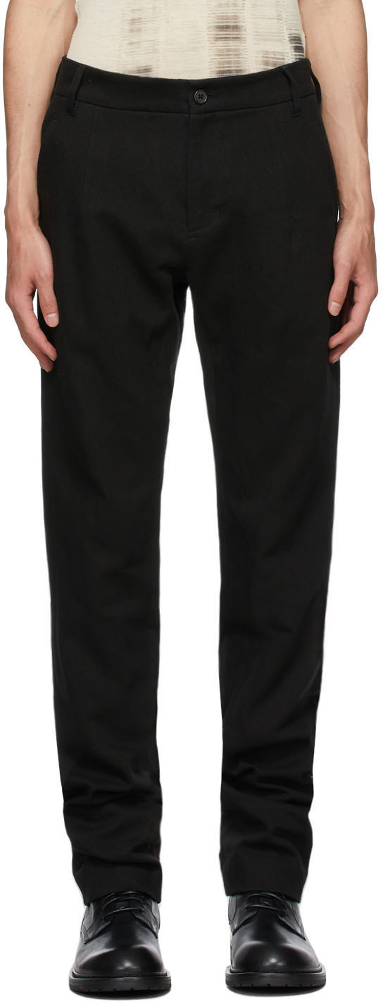 Ann Demeulemeester Black Cotton & Linen Straight-Leg Trousers Ann ...