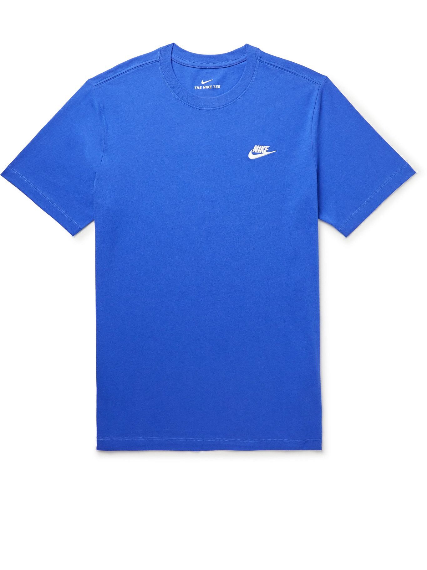 NIKE - Sportswear Club Logo-Embroidered Cotton-Jersey T-Shirt - Blue Nike