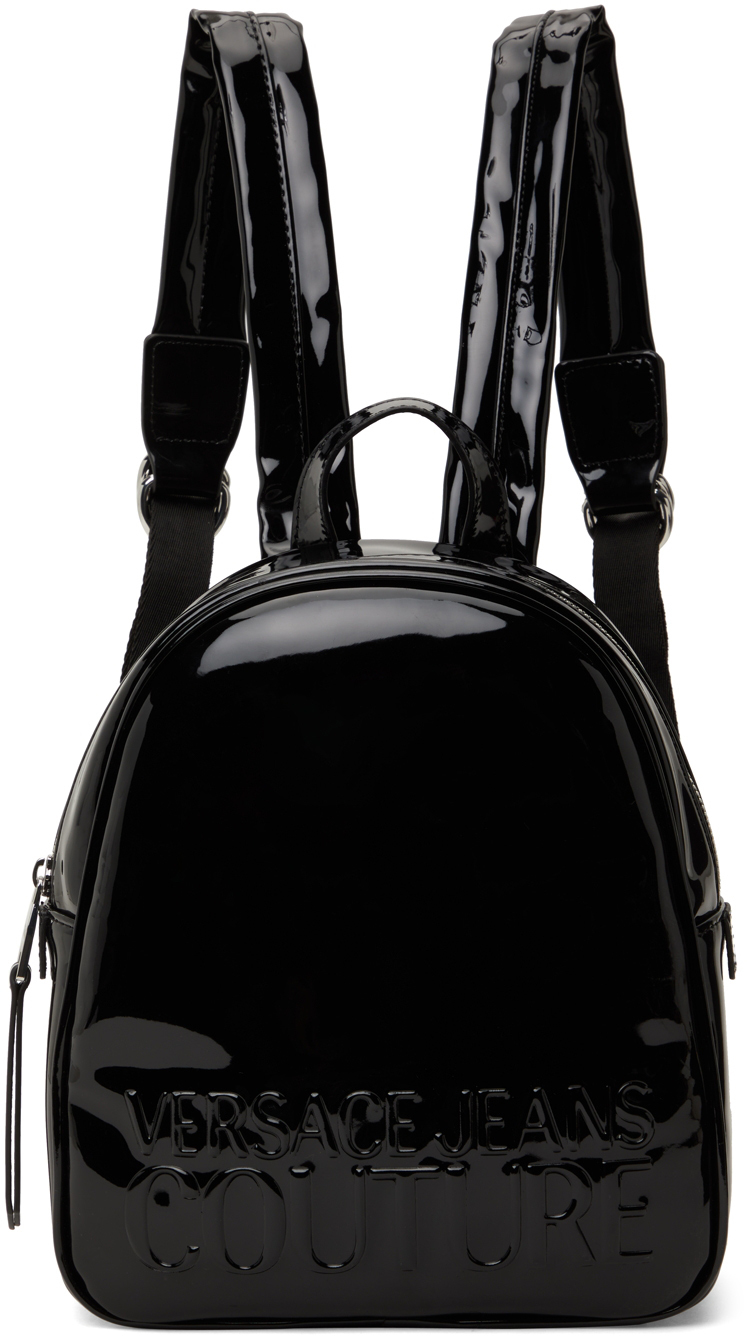 black patent backpack