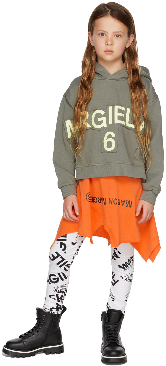 MM6 Maison Margiela Kids Gray Stitch Logo Hoodie MM6 Maison Margiela