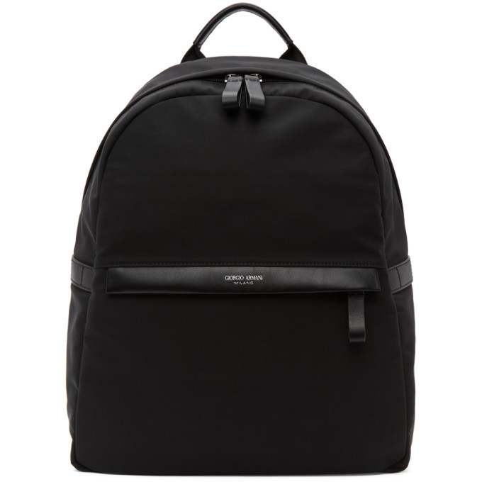 Armani Black Nylon Backpack Armani