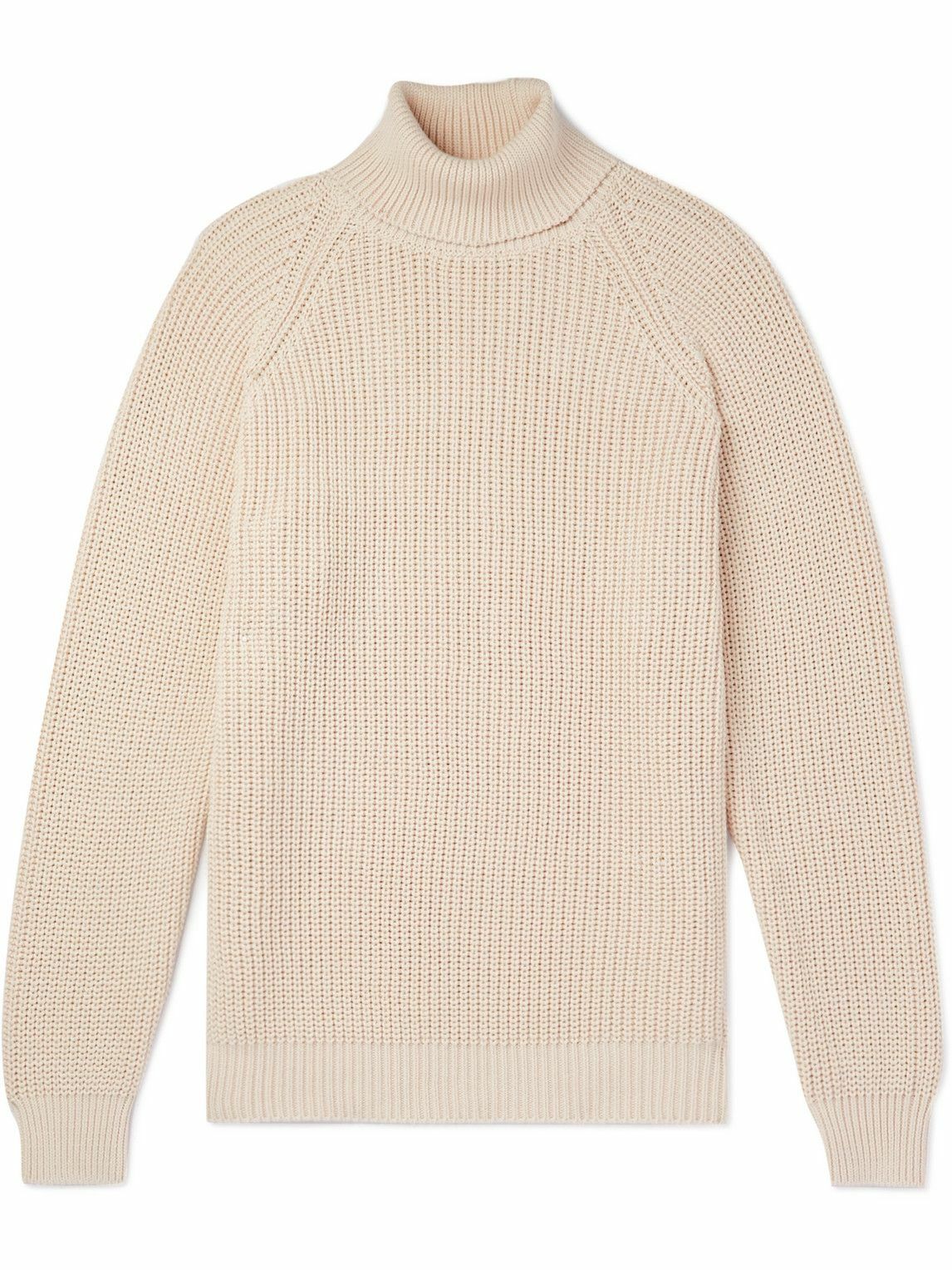 Ghiaia Cashmere - Ribbed Cotton Rollneck Sweater - Neutrals Ghiaia Cashmere