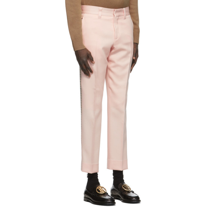 Burberry Pink Check Side Stripe Trousers Burberry