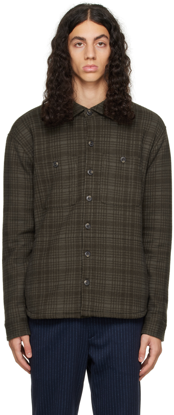 Vince Khaki Check Shirt Jacket Vince