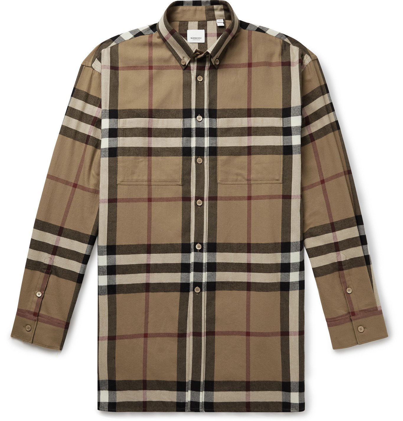 Burberry - Button-Down Collar Checked Cotton-Flannel Shirt - Brown Burberry