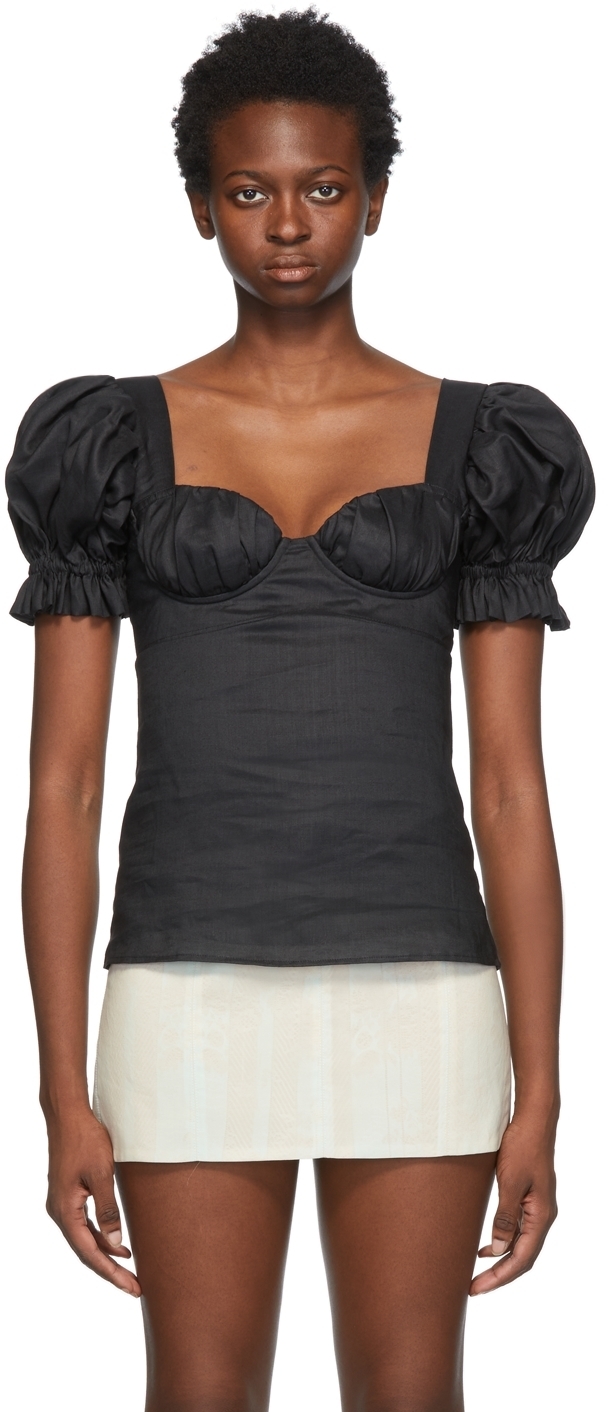 black empire waist top