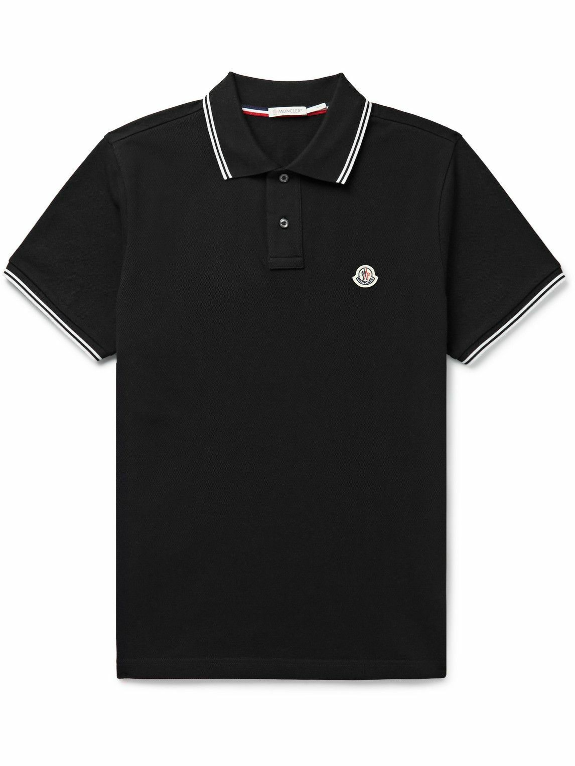 Moncler - Logo-Appliquéd Cotton-Piqué Polo Shirt - Black Moncler