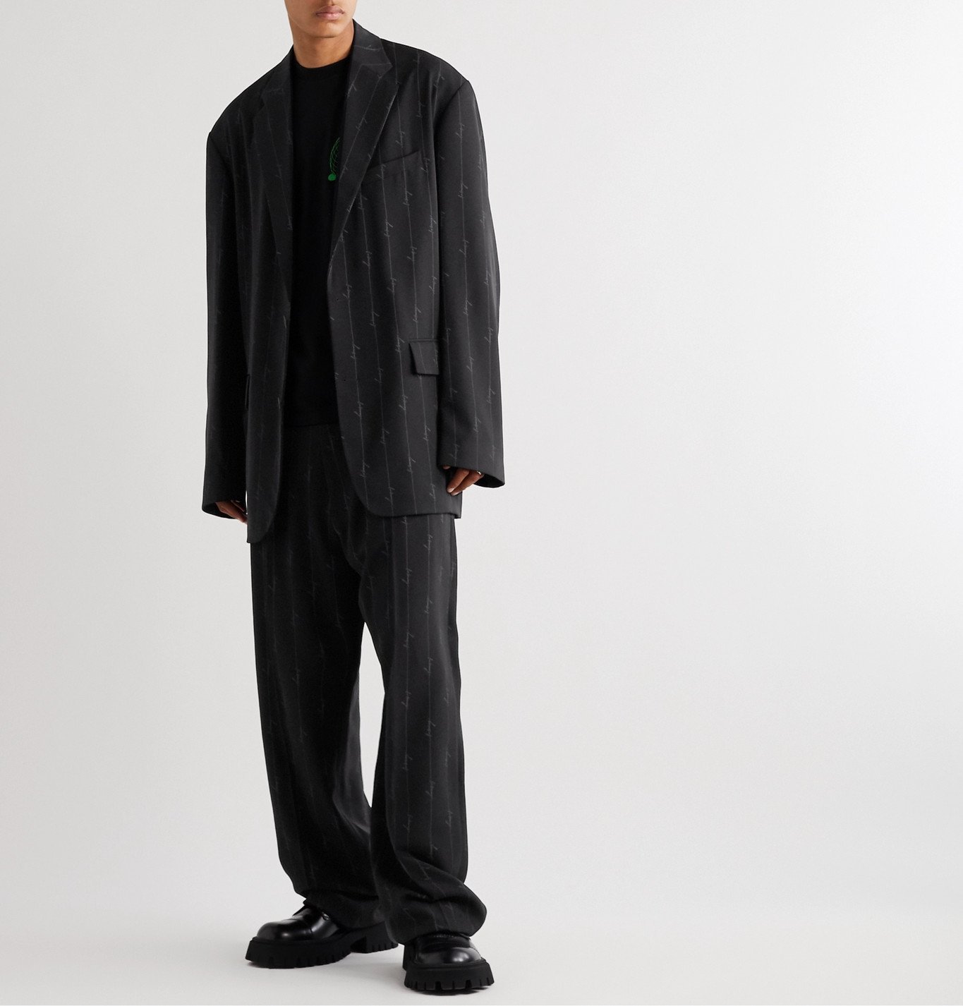 Balenciaga - Logo-Print Twill Suit Jacket - Black Balenciaga
