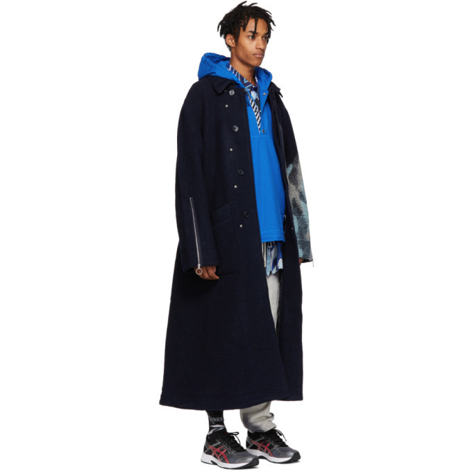 off white blue coat