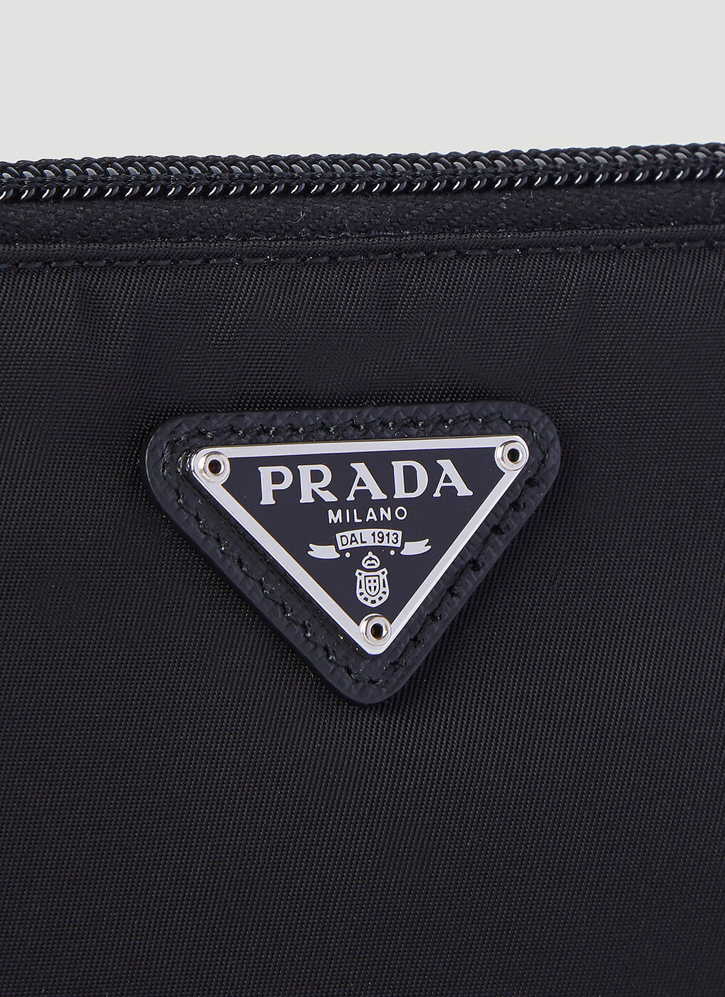 Re-Nylon Leather-Trimmed Pouch Prada