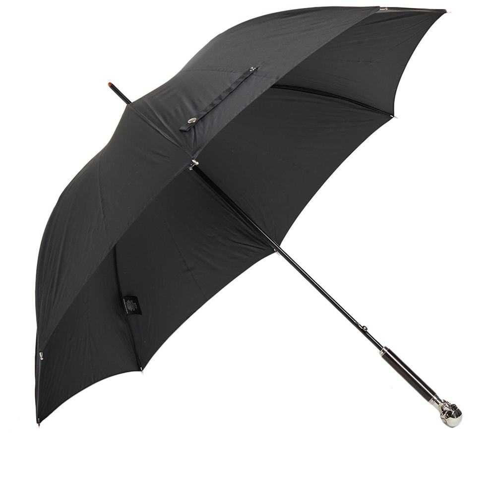 Alexander McQueen Silver Skull Foldable Umbrella Black Alexander McQueen