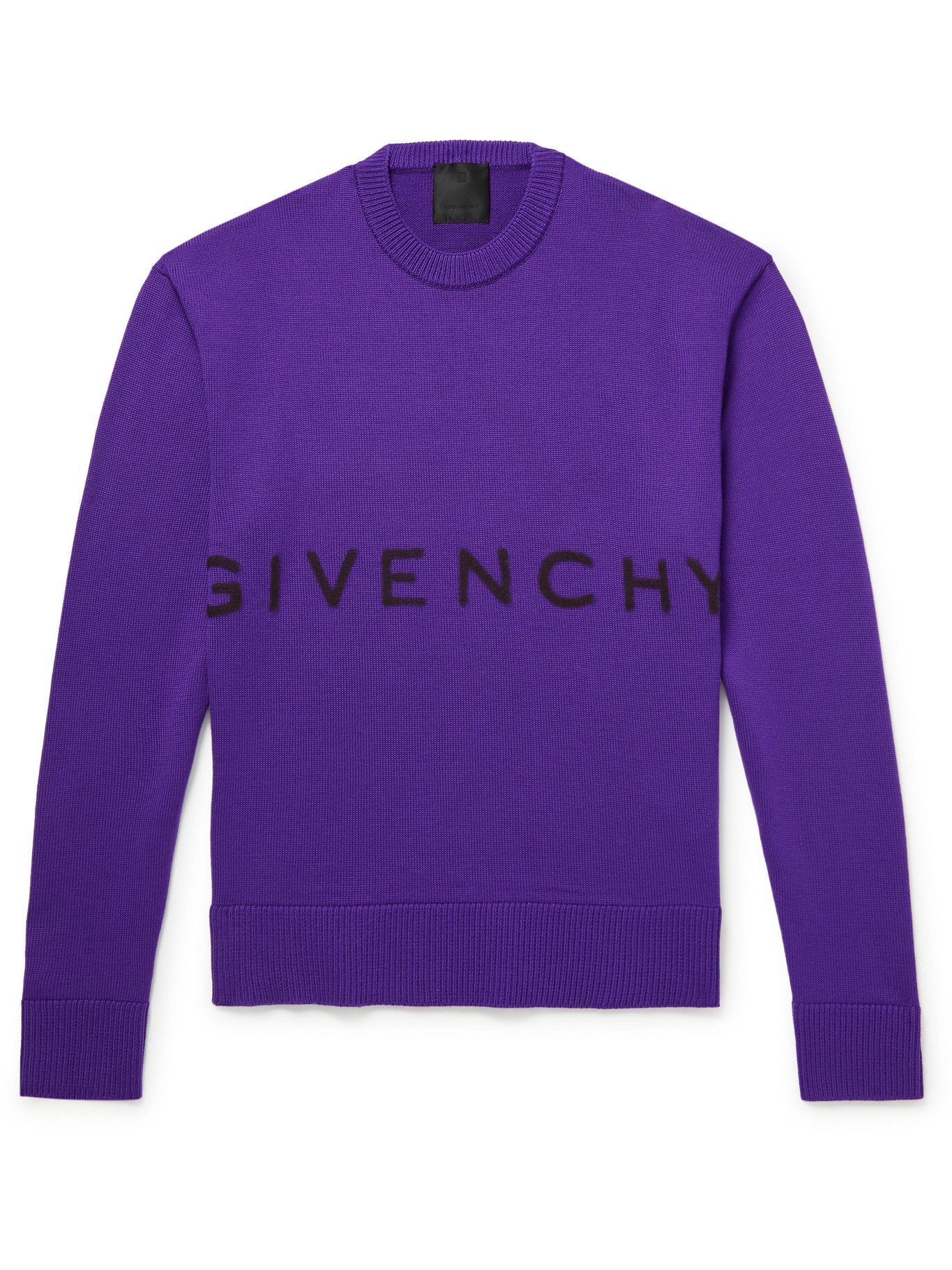 Givenchy - Logo-Flocked Wool Sweater - Purple Givenchy