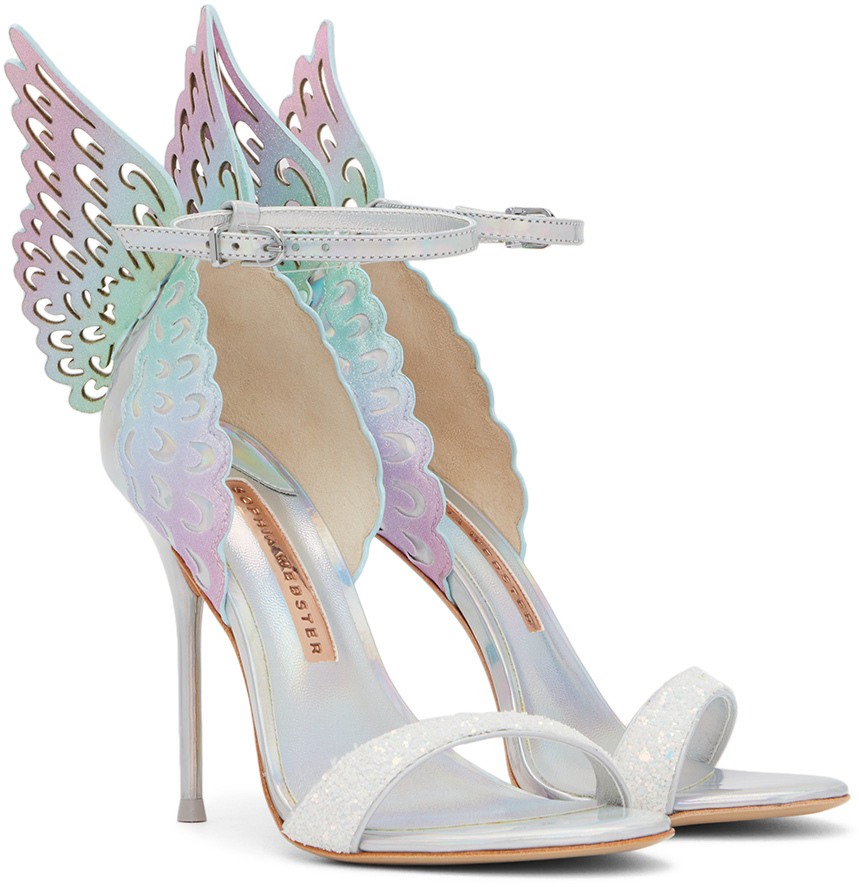 Sophia Webster Silver Iridescent Evangeline Heeled Sandals Sophia Webster