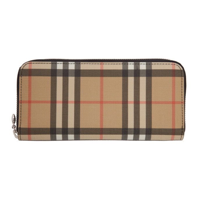 Burberry Beige Vintage Check E-Canvas Ziparound Wallet Burberry