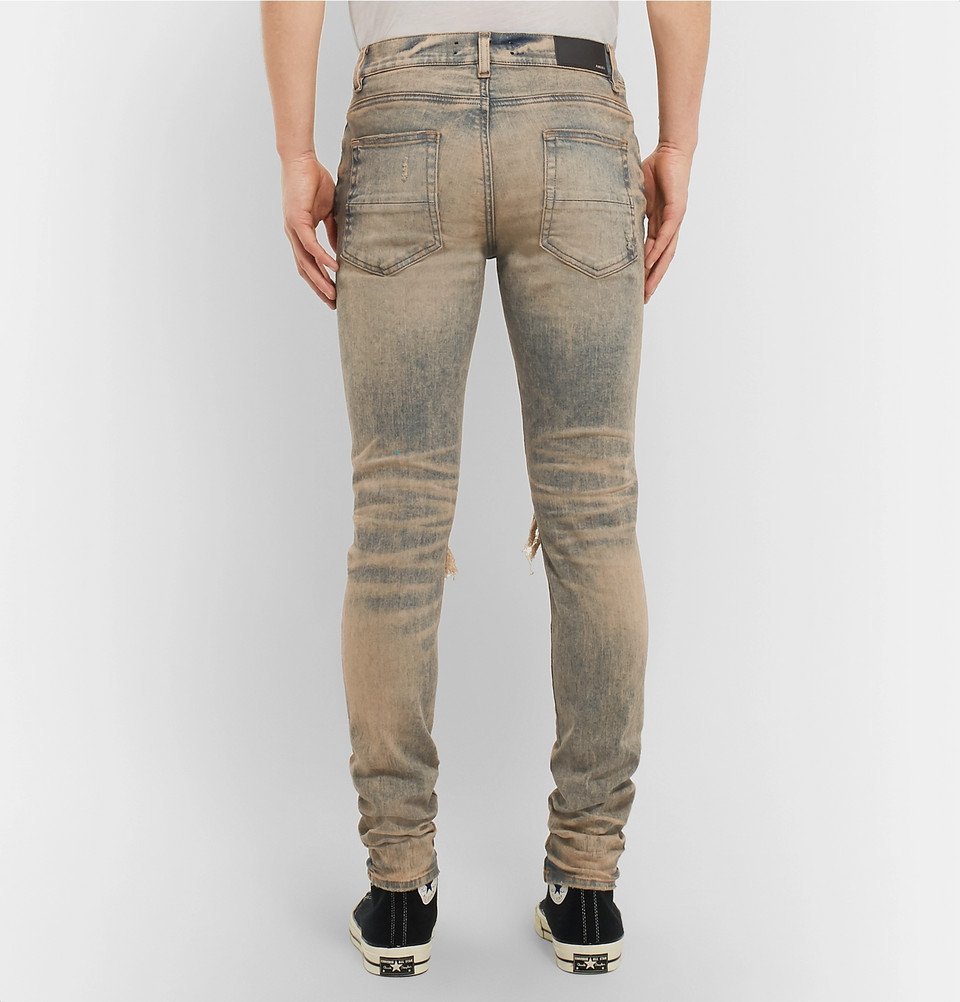 AMIRI - MX1 Skinny-Fit Panelled Distressed Stretch-Denim Jeans - Men ...