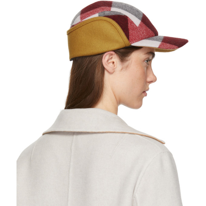 bone Red and White Plaid Pilot Cap Rag 