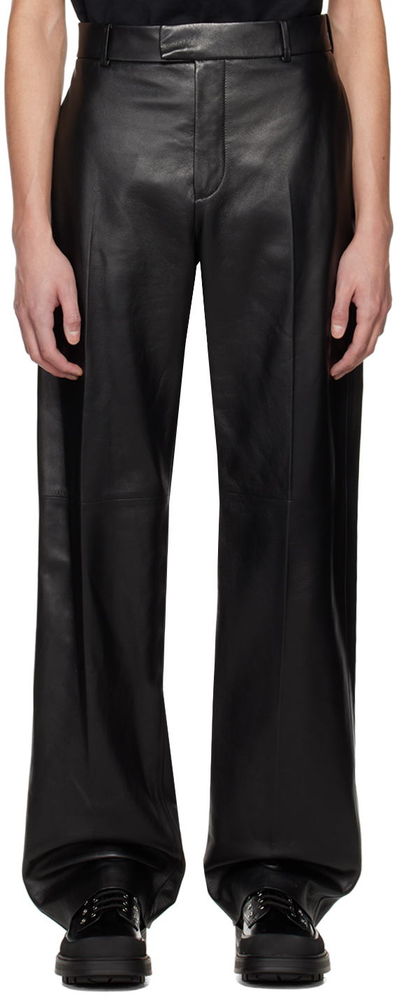 Alexander McQueen Black Grained Leather Pants Alexander McQueen