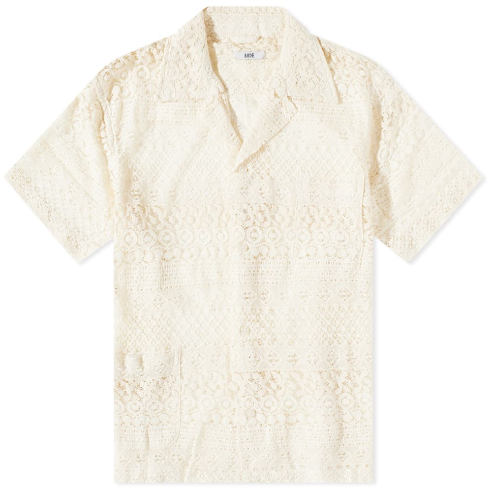 Bode Men's Lace Sampler Short Sleeve Shirt in Natural Bode