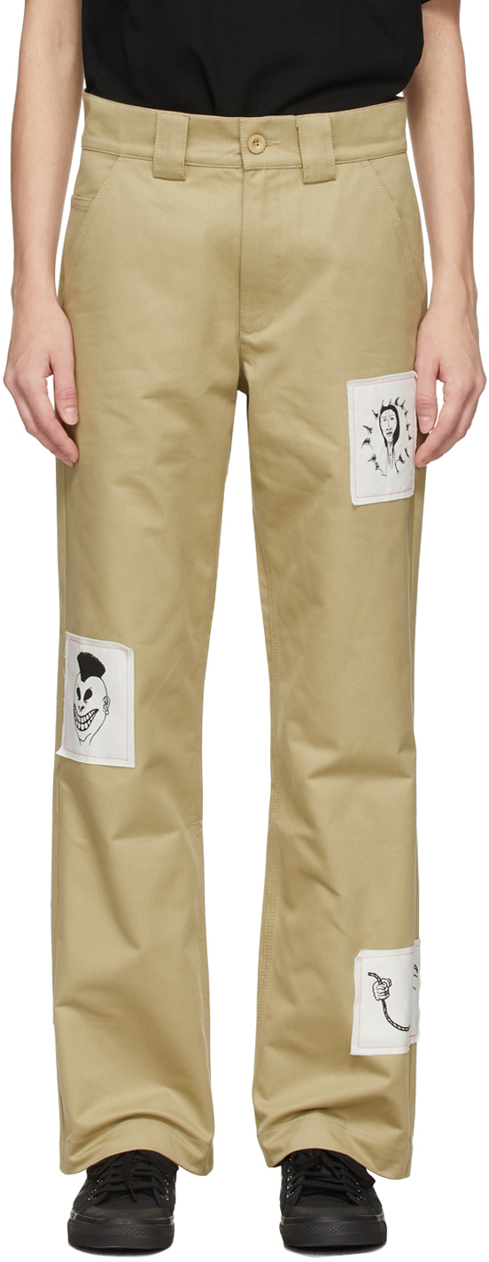 Rassvet Beige Graphic Patches Classic Trousers