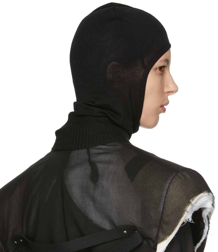 Rick Owens Black Balaclava Beanie Rick Owens
