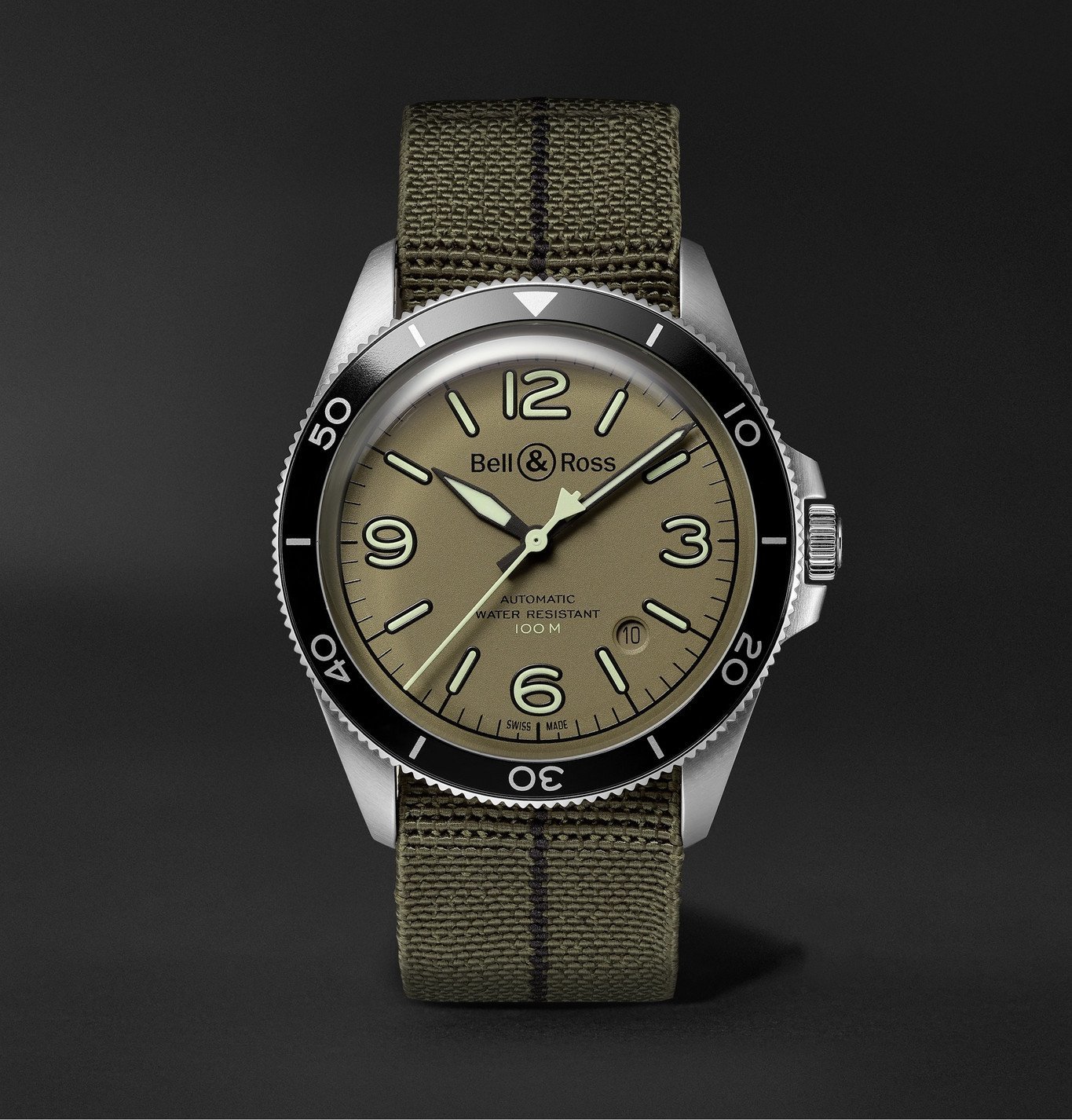 Bell & Ross - BR V2-92 Automatic 41mm Stainless Steel and NATO Webbing ...