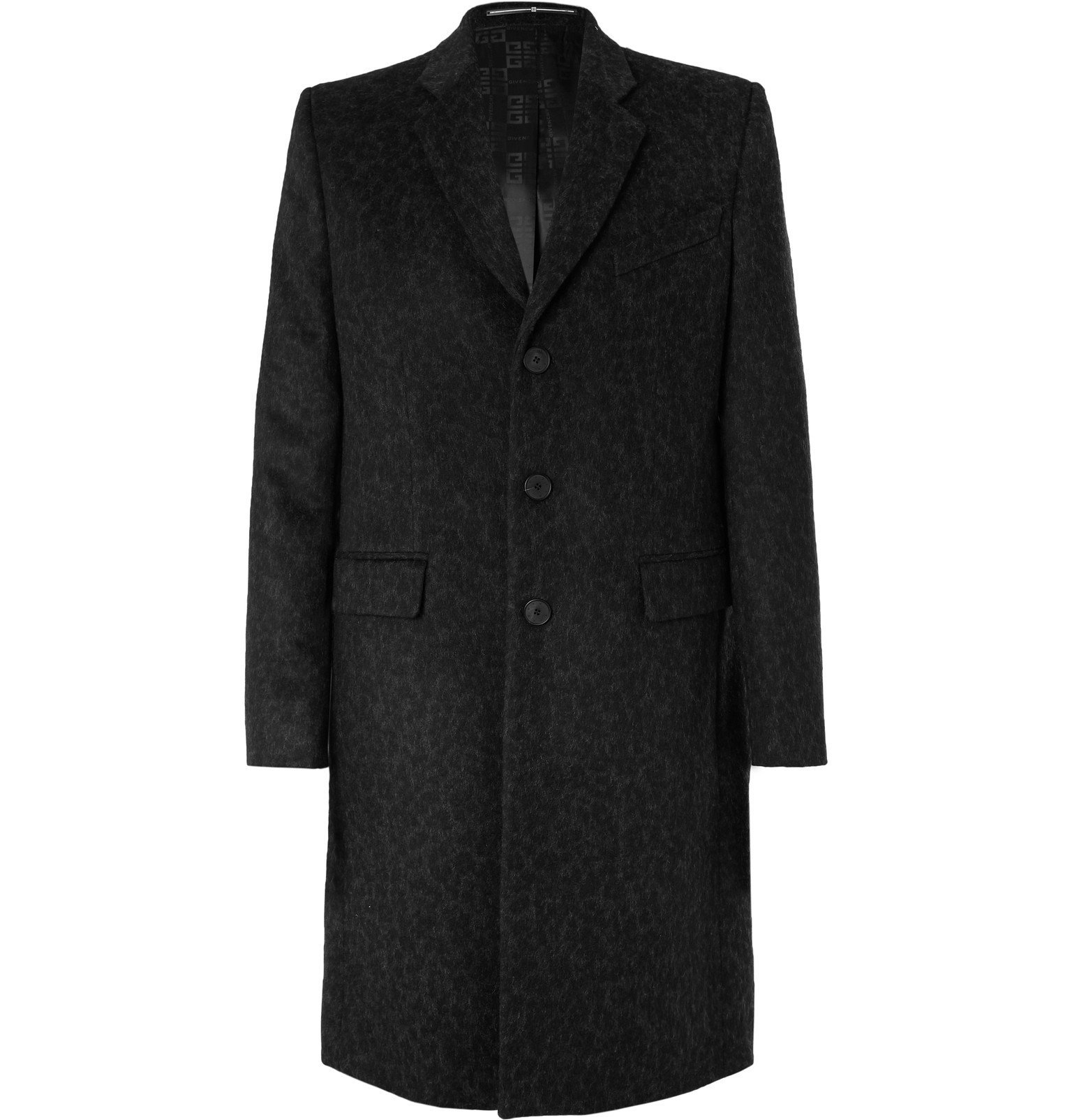 Givenchy - Slim-Fit Leopard-Jacquard Wool Coat - Black Givenchy