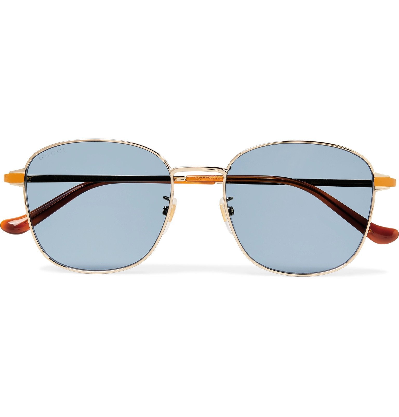 Gucci Square Frame Gold Tone And Enamel Sunglasses Gold Gucci 0009