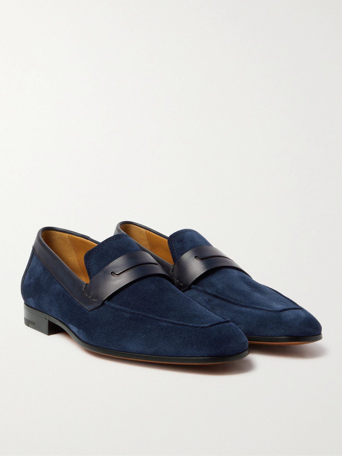 Berluti - Lorenzo Leather-Trimmed Suede Loafers - Blue Berluti