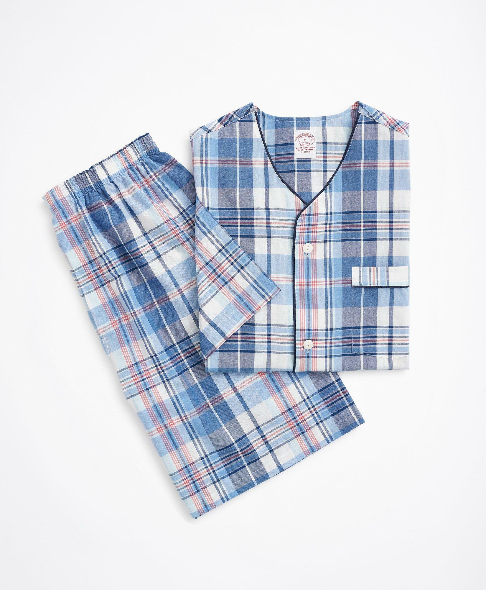Brooks Brothers Men's Madras Short Pajamas | White/Blue/Red
