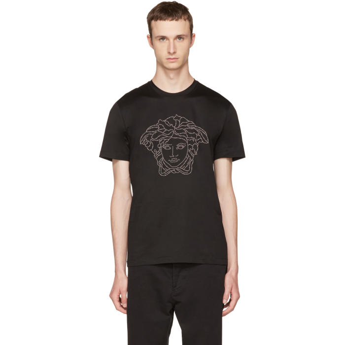 Versace Black Studded Medusa T-Shirt Versace