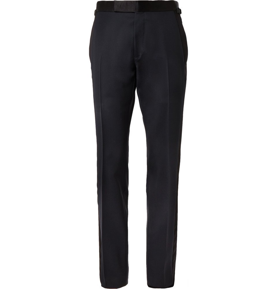 TOM FORD - Midnight-Blue Shelton Slim-Fit Satin-Trimmed Grain de Poudre  Tuxedo Trousers - Midnight blue TOM FORD