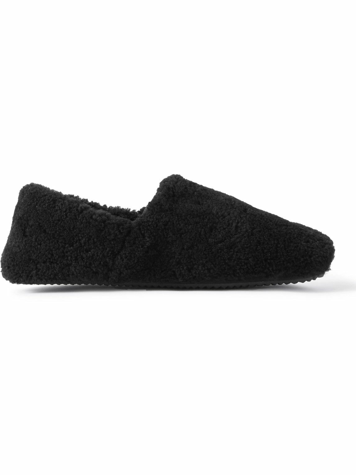 Mr P. - Leather-Trimmed Shearling Slippers - Black Mr P.