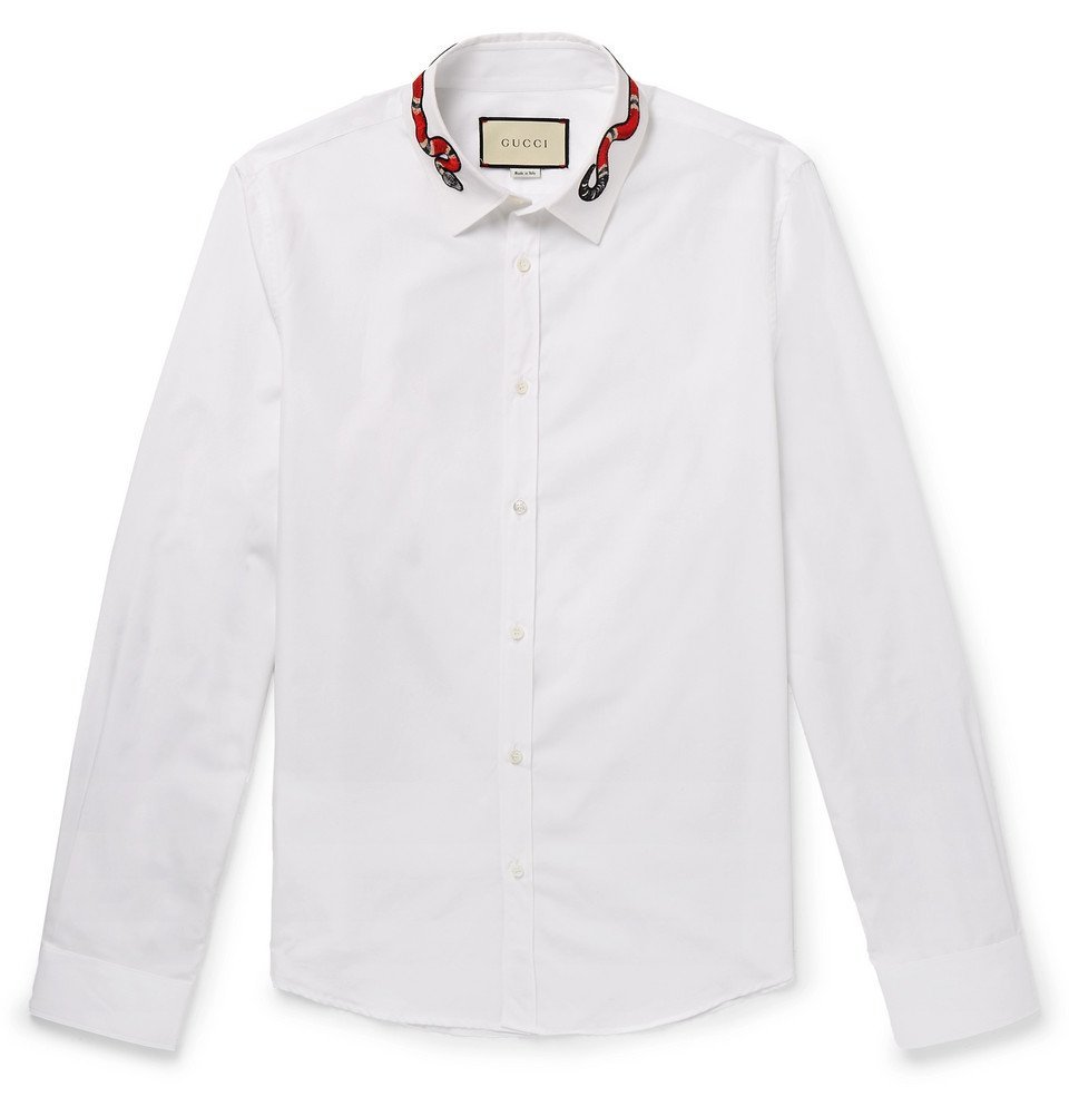 Gucci - Duke Appliquéd Cotton Oxford Shirt - Men - White Gucci