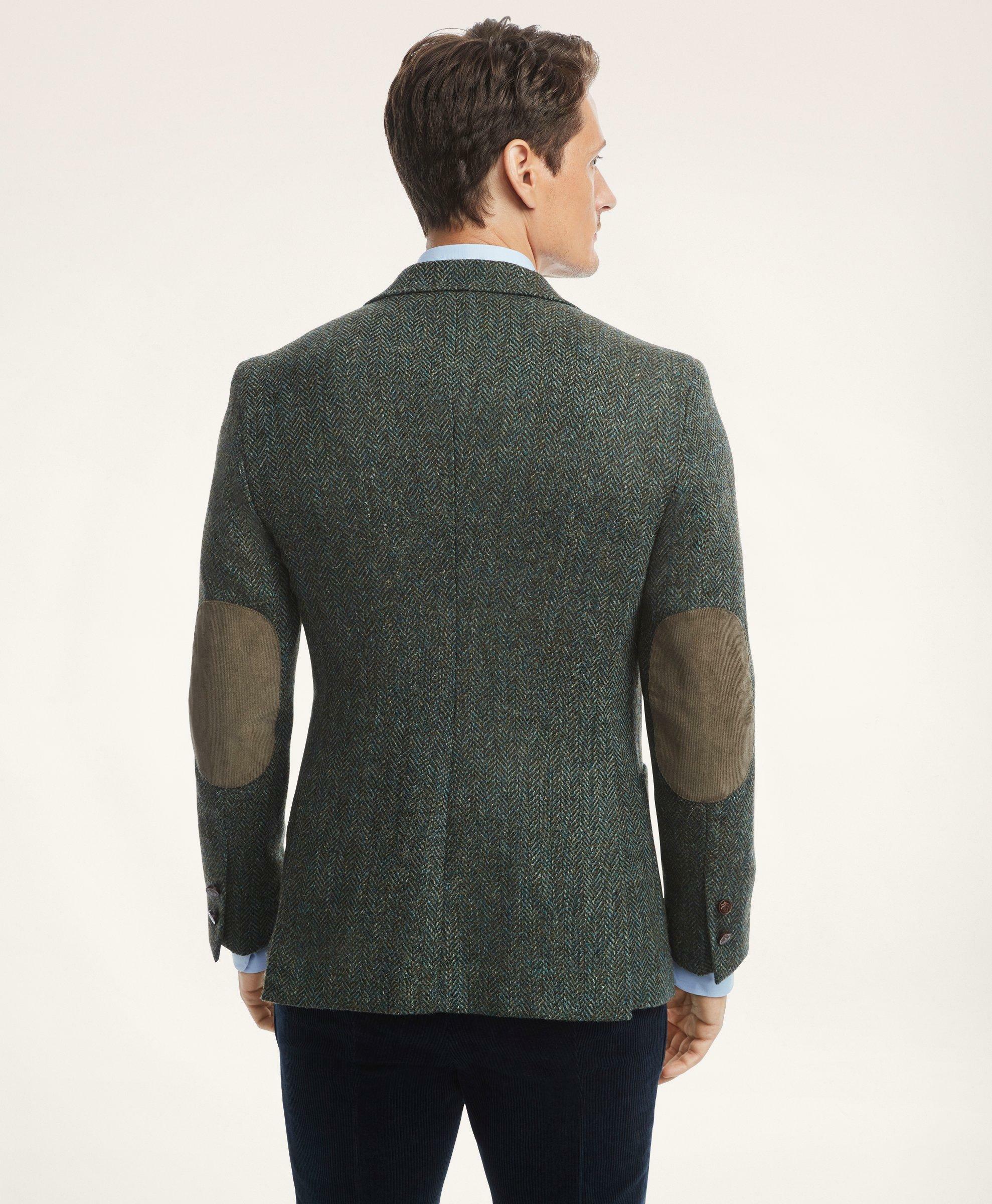 Brooks Brothers Men's Regent Regular-Fit Brushed Wool Herringbone Tweed Sport Coat | Teal
