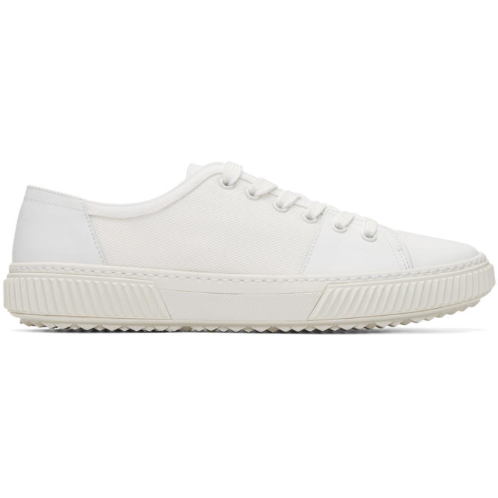 Prada White Leather and Canvas Sneakers Prada