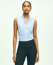 Brooks Brothers Women's Fitted Non-Iron Stretch Supima Cotton Stripe Sleeveless Shirt | Light Blue