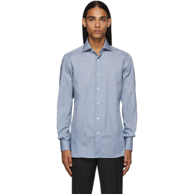 Ermenegildo Zegna Blue and White Stripe Shirt Ermenegildo Zegna