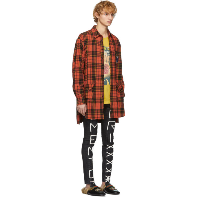 Gucci Orange and Black Check Wool Oversized Shirt Gucci