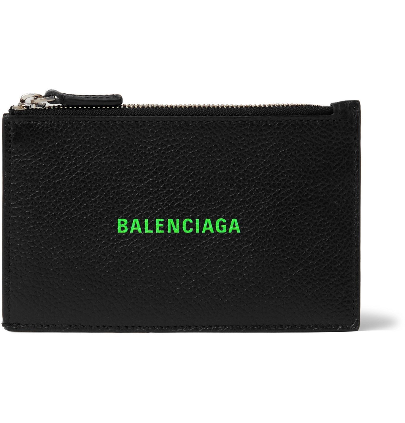 BALENCIAGA - Logo-Print Full-Grain Leather Zipped Cardholder - Black ...