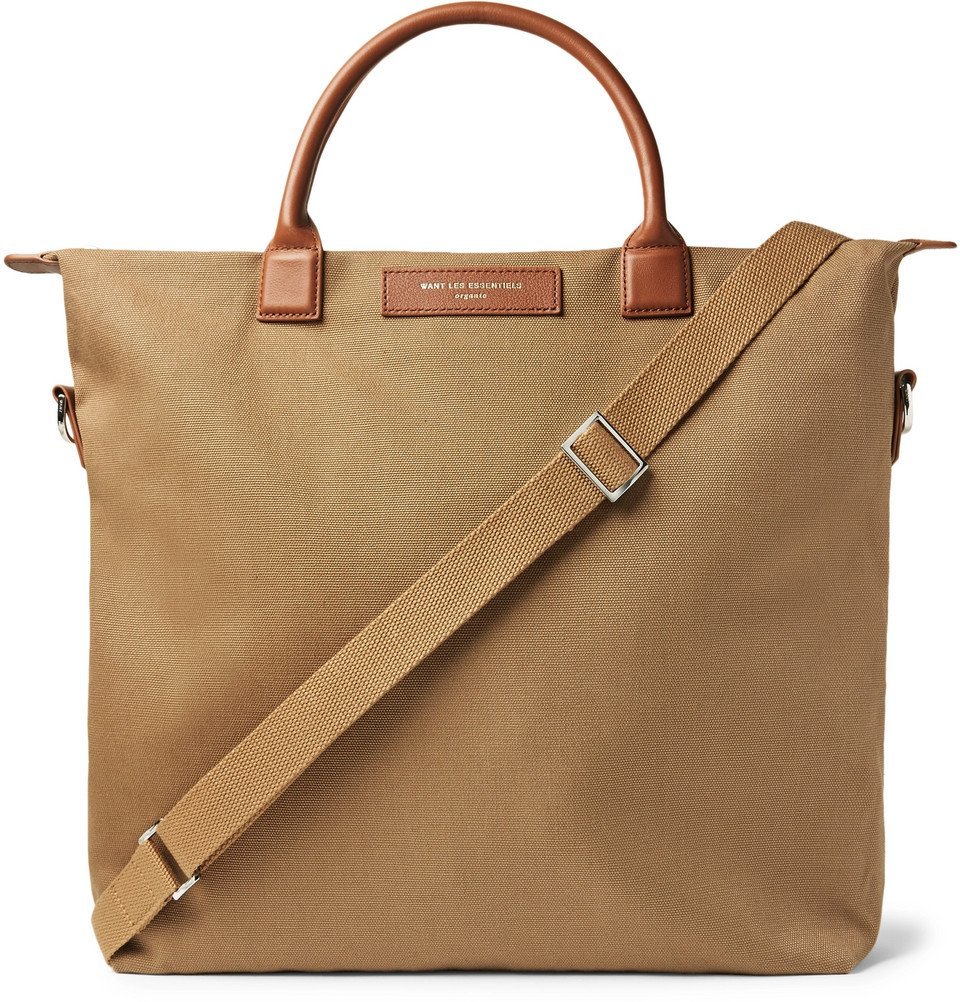 WANT LES ESSENTIELS - O'Hare Leather-Trimmed Organic Cotton-Canvas Tote ...