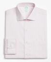 Brooks Brothers Men's Stretch Milano Slim-Fit Dress Shirt, Non-Iron Twill English Collar Bold Stripe | Pink