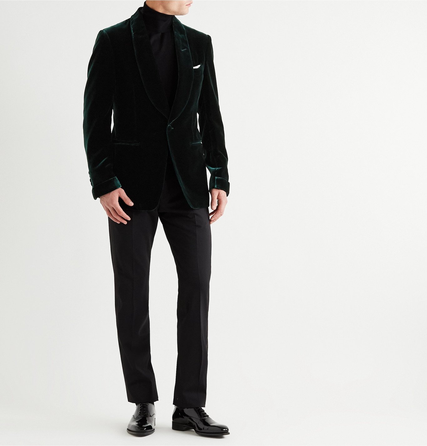 TOM FORD - Slim-Fit Shawl-Collar Velvet Tuxedo Jacket - Green TOM FORD