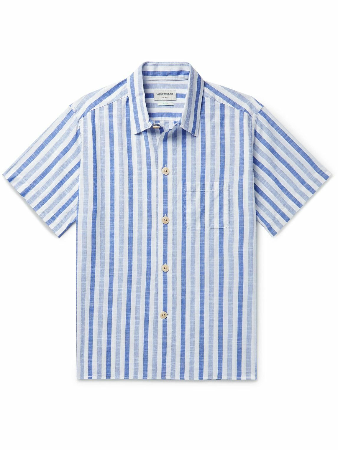 Photo: Oliver Spencer - Striped Organic Cotton-Voile Pyjama Shirt - Blue