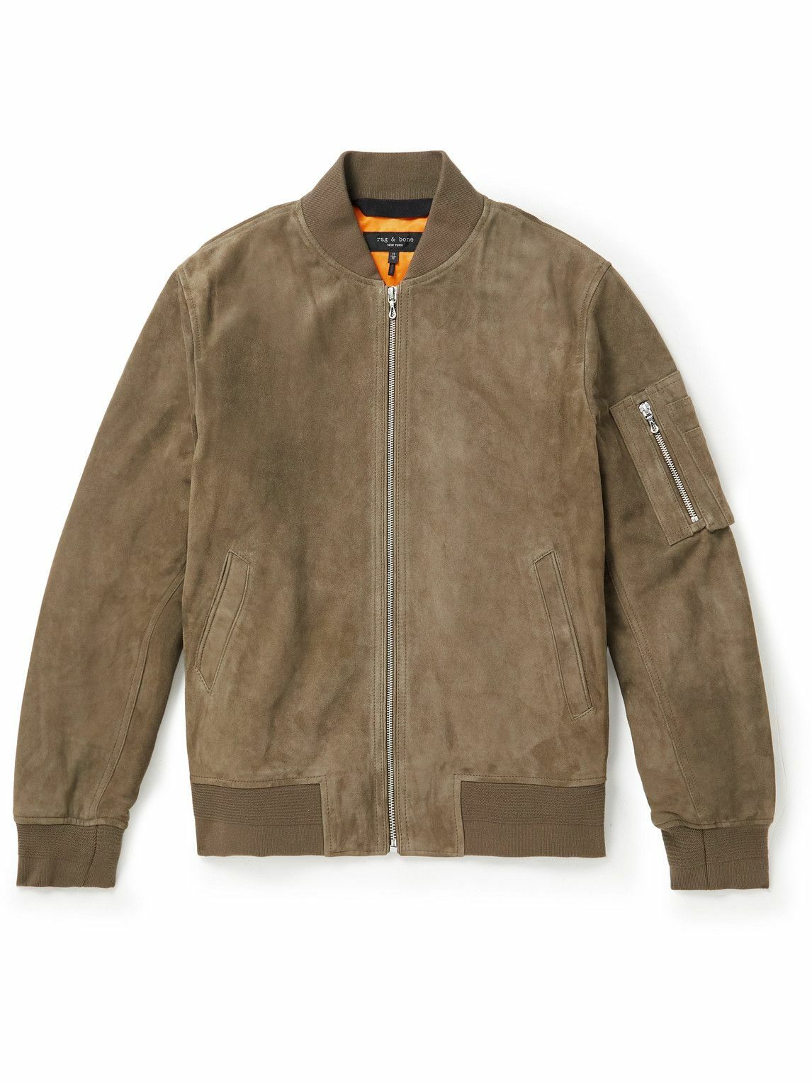 Rag & Bone - Manston Suede Bomber Jacket - Gray Rag and Bone