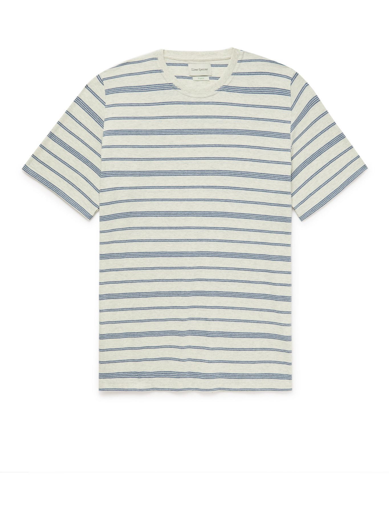 OLIVER SPENCER - Conduit Striped Organic Cotton-Jersey T-Shirt - Blue