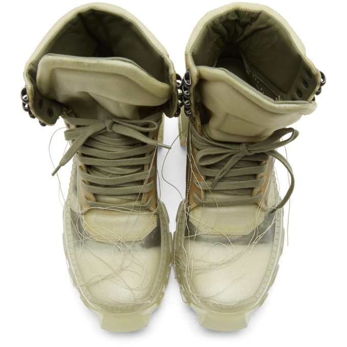 Rick Owens Green and Transparent Hiking Sneakers Rick Owens