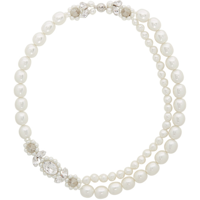 Simone Rocha Off-White Double Pearl and Crystal Necklace Simone Rocha