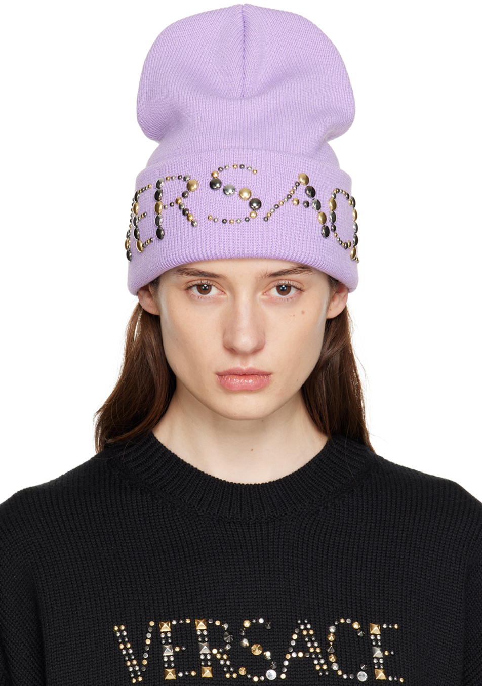 Versace Purple Logo Beanie Versace