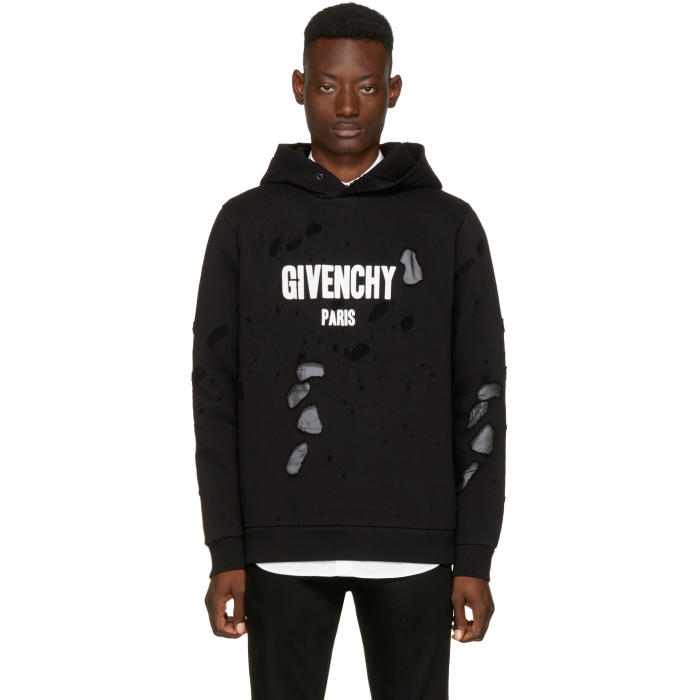 givenchy black ripped hoodie 