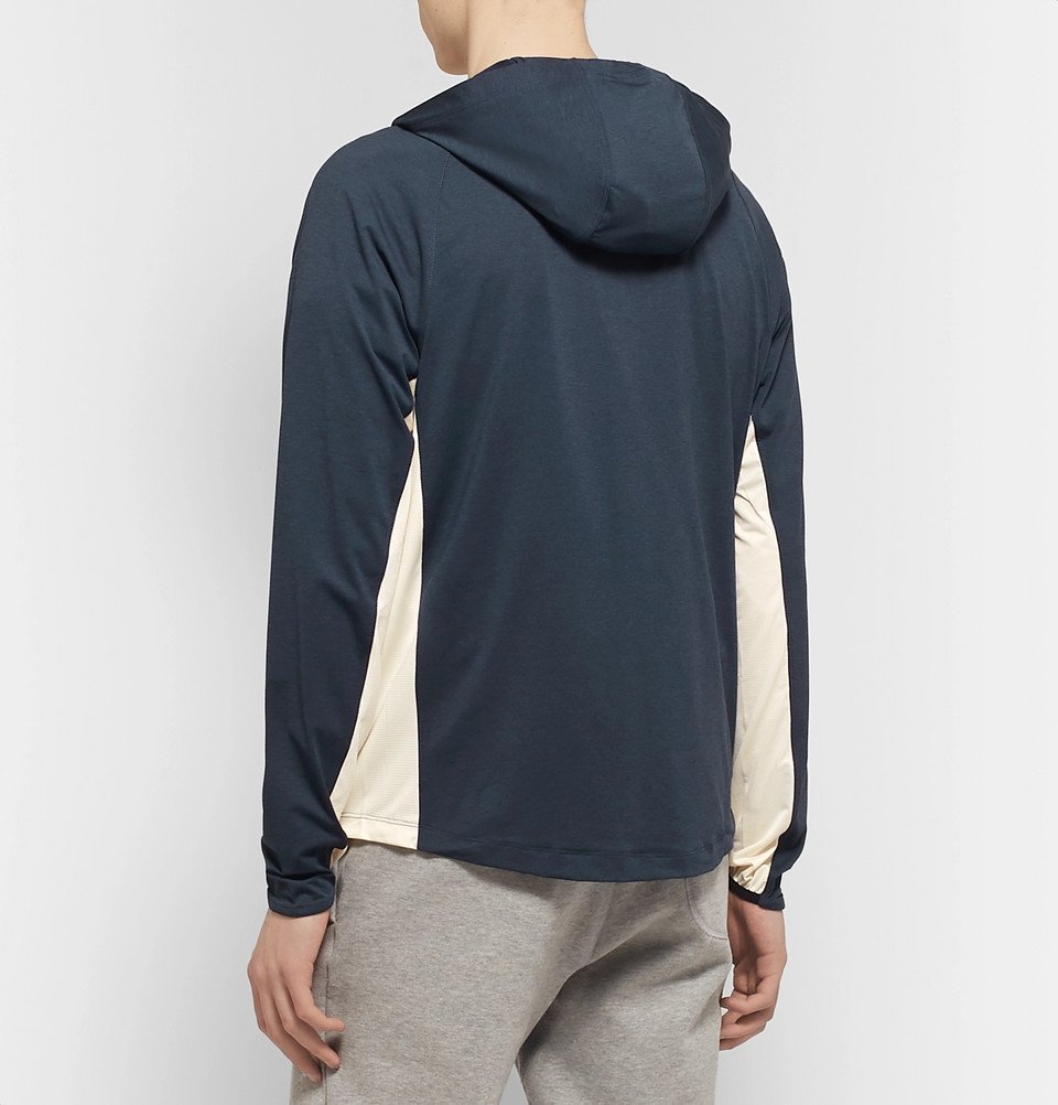 Tracksmith - Session Mesh-Panelled Stretch-Jersey Hooded Jacket - Navy ...